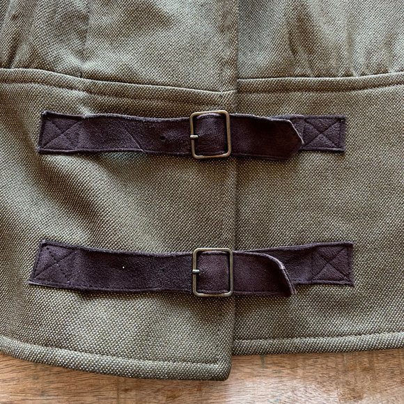 Erin Snow Shimmer Gold Metallic Green Jacket With Suede Leather Trim M - Picture 13 of 15